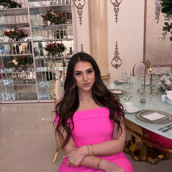 La Femme Off the Shoulder Neon Gown Size 8  WORN ONCE - Picture 4 of 5